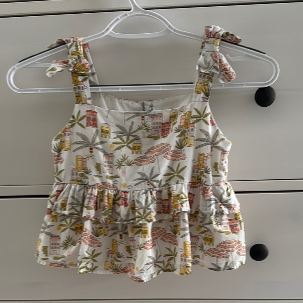 Janie and Jack Tropical Print Summer Sleeveless Cotton Top Size 6 (Girl)